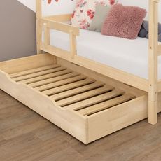 Benlemi Drevený šuplík BUDDY na kolieskach s dvoma výrezmi Zvoľte farbu: Biela, Zvoľte variantu: S roštom, Zvoľte rozmer: 90x180 cm (pod posteľ 90x20…