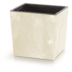 Prosperplast Květináč NURBI CUBE BETON EFFECT pískově žlutý, varianta 24 cm