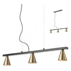 Redo 01-2218 - Luster na lanku ZUMA 3xGU10/15W/230V čierna/zlatá