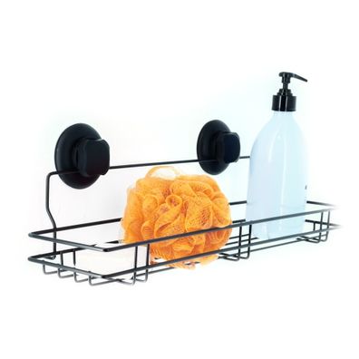 Čierna samodržiaca nástenná kuchynská polička Compactor Bestlock Black Kitchen Shelf, 45,5 x 12 cm