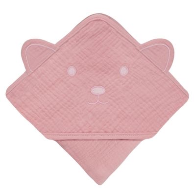 Lionelo - Detská mušelínová osuška s kapucňou Pink Baby