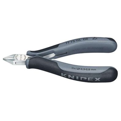 Bočné frézy na elektroniku 115 mm KNIPEX 77 72 115 ESD - leštená hlava, viaczložkové puzdrá
