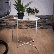 Príručný stolík s odnímateľnou táckou, biela, RENDER