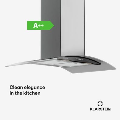 Klarstein Colette, digestor, 90 cm, 600 m³/h, energetická trieda A, ušľachtilá oceľ, strieborný