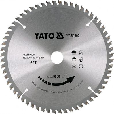 Kotouč na hliník 180 x 20 mm 60z YT-60907
