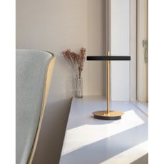 Čierna LED stolová lampa so stmievačom s kovovým tienidlom (výška 31 cm) Asteria Move – UMAGE