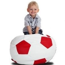 Sedací vak malá bielo červená futbalová lopta TiaHome