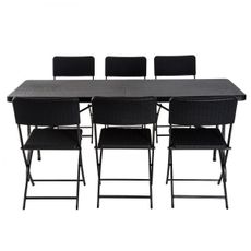 Campingový rozkladací stôl so stoličkami | 7-dielny set