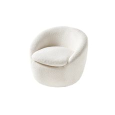 Estila Štýlové glamour bouclé otočné kreslo Elain s bielym textilným poťahom v okrúhlom tvare 76 cm