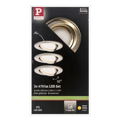 Paulmann 93483 - SADA 3xLED/6,5W IP23 Stmievateľné kúpeľňové svietidlo NOVA 230V