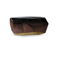 Estila Luxusný moderný príborník z masívneho dreva s lesklou povrchovou úpravou a pozlátenou podstavou Diamond Chocolate 185 cm
