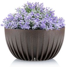 PLASTOVÝ KVETINÁČ STRIPPED ECO 16X30 CM TMAVOHNEDÁ