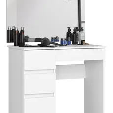 Ak furniture Kozmetický stolík so zrkadlom T-6 90x50 cm biely ľavý