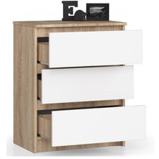 Komoda K60 3SZ - dub sonoma/biela