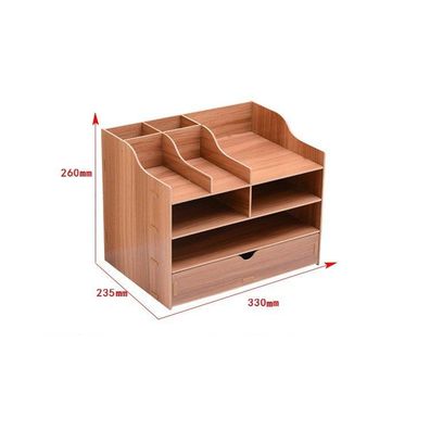 Drevený kancelársky organizér na dokumenty s 8 priehradkami a širokou zásuvkou zelený DIY 2411 Zelená