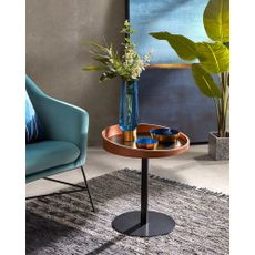 Okrúhly odkladací stolík s doskou v dekore orechového dreva ø 46 cm Kaori – Kave Home
