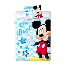 Posteľné obliečky do malej detskej postieľky Mickey Mouse - Disney - 100% bavlna - 40 x 60 cm + 100 x 135 cm