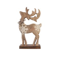 4Home Dekorácia z mangového dreva Snowflake Deer, 33 cm