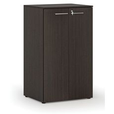Kancelárska skriňa s dverami PRIMO WOOD, 3 police, 800 x 640 x 1335 mm, wenge