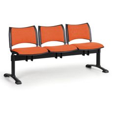 Čalúnené lavice do čakární SMART, 3-sedadlo, oranžová, čierne nohy