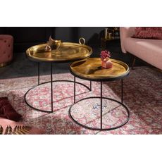 Estila Moderný set dvoch okrúhlych príručných stolíkov Elements z kovu 62cm