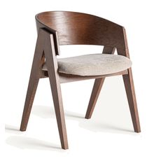 Estila Luxusná art deco masívna hnedá jedálenská stolička Korezar s čalúneným textúrovaným béžovým sedadlom 79 cm
