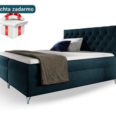 Wilsondo Čalúnená boxspring manželská posteľ Guliette s matracom - tmavomodrá Rozmer: 160x200