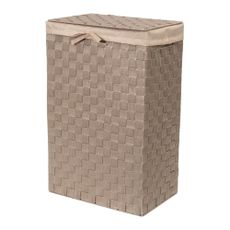 Hnedý viskózny kôš na bielizeň s vekom Compactor Laundry Basket Linen, výška 60 cm