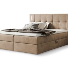 Wilsondo Čalúnená boxspring manželská posteľ s vrchným matracom Dancer - béžová Rozmer: 160x200