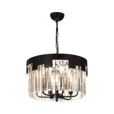 Luster na reťazi CRYSTALLINE 6xE27/40W/230V čierna