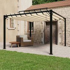 Pergola s lamelovou strechou 3 x 3 m hliník / látka Dekorhome Krémová