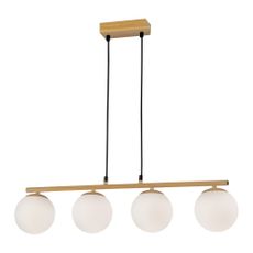 Závesné svietidlo so skleneným tienidlom v bielo-prírodnej farbe Carrine – Candellux Lighting