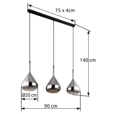 Globo 15542-3 - Luster na lanku GEEKY 3xE27/60W/230V čierna