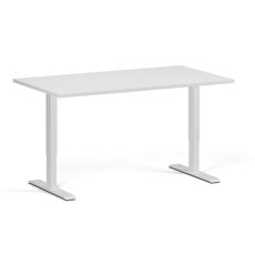 Výškovo nastaviteľný stôl, 140x80 cm, 1 motor, biela podnož, biela