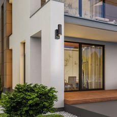Rabalux 8835 - Vonkajšie nástenné svietidlo so senzorom MEDINA 2xGU10/10W/230V IP44 čierna