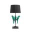 Estila Dizajnová stolná lampa Macaw v čiernej farbe s tromi tyrkysovými figúrami papagájov 75 cm
