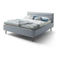 Modrá čalúnená dvojlôžková posteľ s úložným priestorom s roštom 180x200 cm Lotte - Meise Möbel