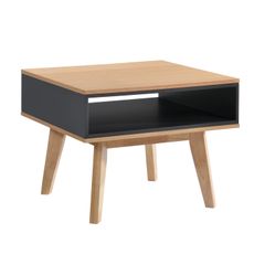Estila Škandinávsky príručný stolík Nordica Clara vo svetlo hnedej farbe s čiernym otvoreným priestorom prevedenie dub 60cm