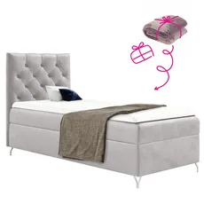 Boxspringová posteľ, 90x200, svetlosivá látka Velvet, ľavá, GULIETTE + darček