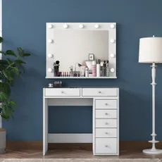 Kalune Design Toaletní stolek Melissa 03 s LED zrcadlem bílý/čirý