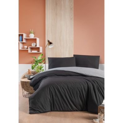 Čierno-sivé bavlnené obliečky na jednolôžko/predĺžené s plachtou 160x220 cm - Mila Home