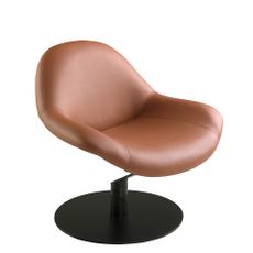 Estila Luxusné moderné otočné kreslo Forma Moderna s koňakovo hnedým poťahom z ekokože a čiernou okrúhlou podstavou 86 cm