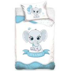 DETSKÉ BAVLNENÉ OBLIEČKY BABY ELEPHANT BLUE 100X135 CM, 1KS 40X60 CM VZOROVANÉ
