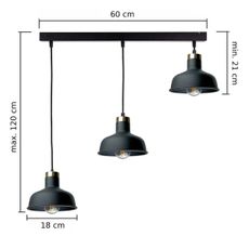 Luster na lanku HEBE 3xE27/60W/230V čierna