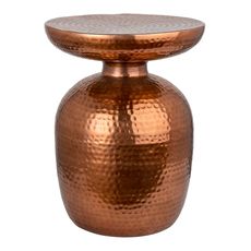 Estila Moderný okrúhly medený príručný stolík so stojanom na dáždniky Siliguri s tepaným povrchom 36cm