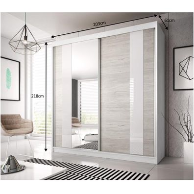 KONDELA Multi 32 šatníková skriňa 203x218 cm dub kathult svetlý / biela