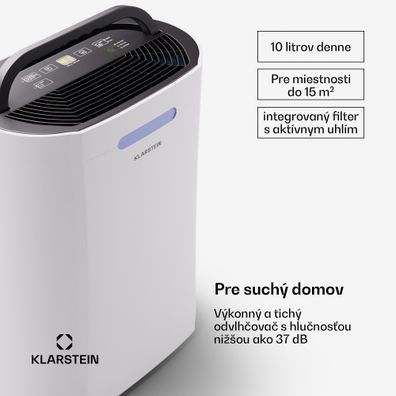 Klarstein AeroDry 10 Odvlhčovač 165W 10l/d 135m³/h 25m² DrySelect 37dB