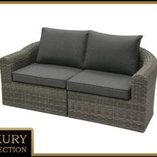 Deokork Ratanová lavica pre 2 osoby BORNEO LUXURY (sivá)