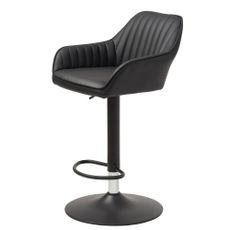 Čierna barová stolička s nastaviteľnou výškou z imitácie kože Brooks – Unique Furniture