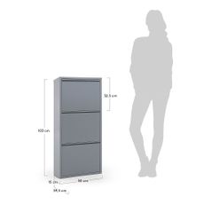 Sivá kovová skrinka na topánky s 3 výklopnými zásuvkami Kave Home Rox